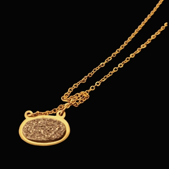 Gray And Gold Druzy Necklace - 16 inches - Picture 3 of 4